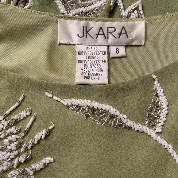 J Kara Women's Scoop Neck with 3/4 Sleeve Beaded Top Long Formal Dress - Picture 11 of 16